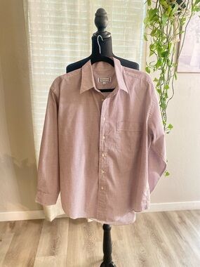 Vintage Ives Saint Laurent Micro-Chek Dress Shirt Burgundy-White